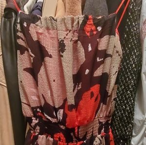 Guess sz XS Red Tan Dress w slit